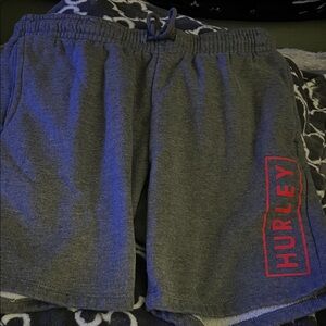 Hurley Athletic Shorts in Gray with Red Logo